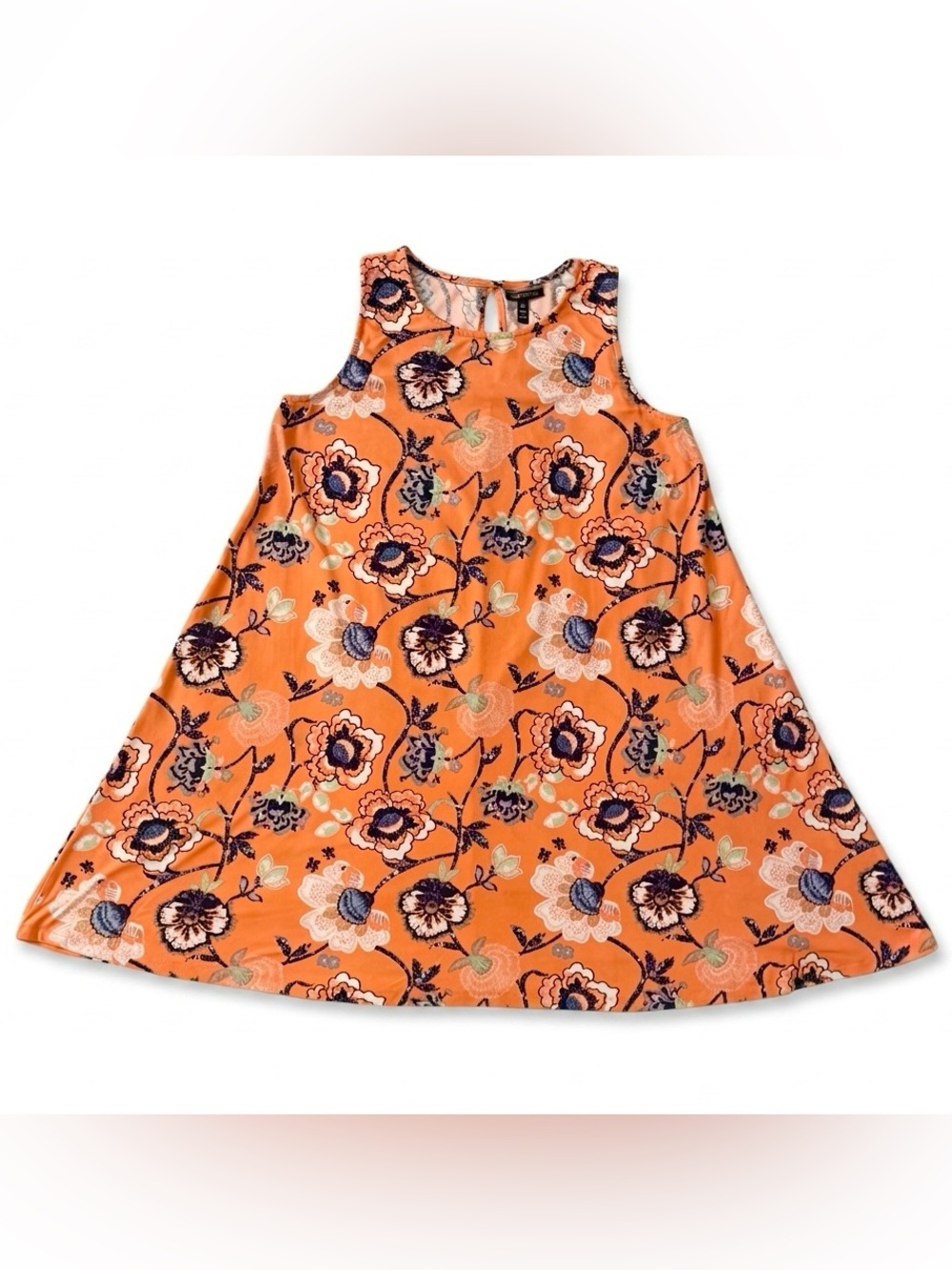 Allison Brittney Orange Floral Sleeveless Mini Dress - Picture 2 of 7